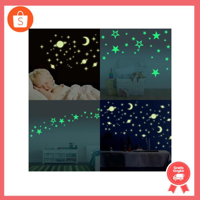 HD003 Stiker Glow In The Dark Sticker Fluorescent Tempelan Dinding Tem