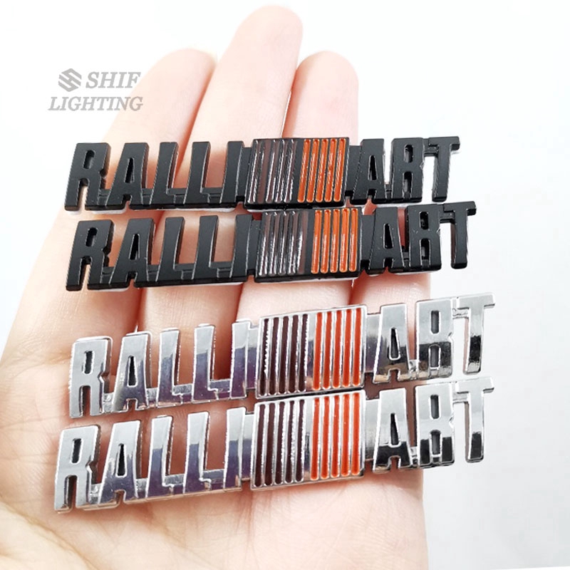 2pcs Stiker Emblem Logo RALLIART Bahan Metal Untuk Dekorasi Mobil Mitsubishi