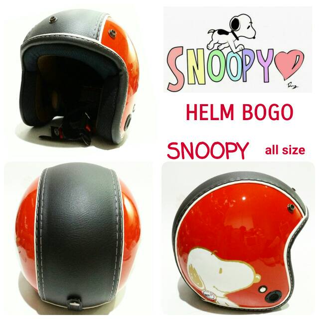 Helm Bogo Dewasa Karakter Snoopy Dominan Kulit Murah Dan Terbaru