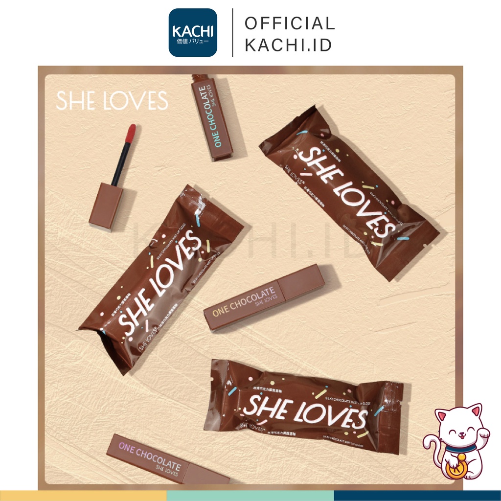 KACHI - SHE LOVES Chocolate Matte Lip Glaze Lip Cream Lip Stick Lipstik Coklat Sheloves TB-087 SL001