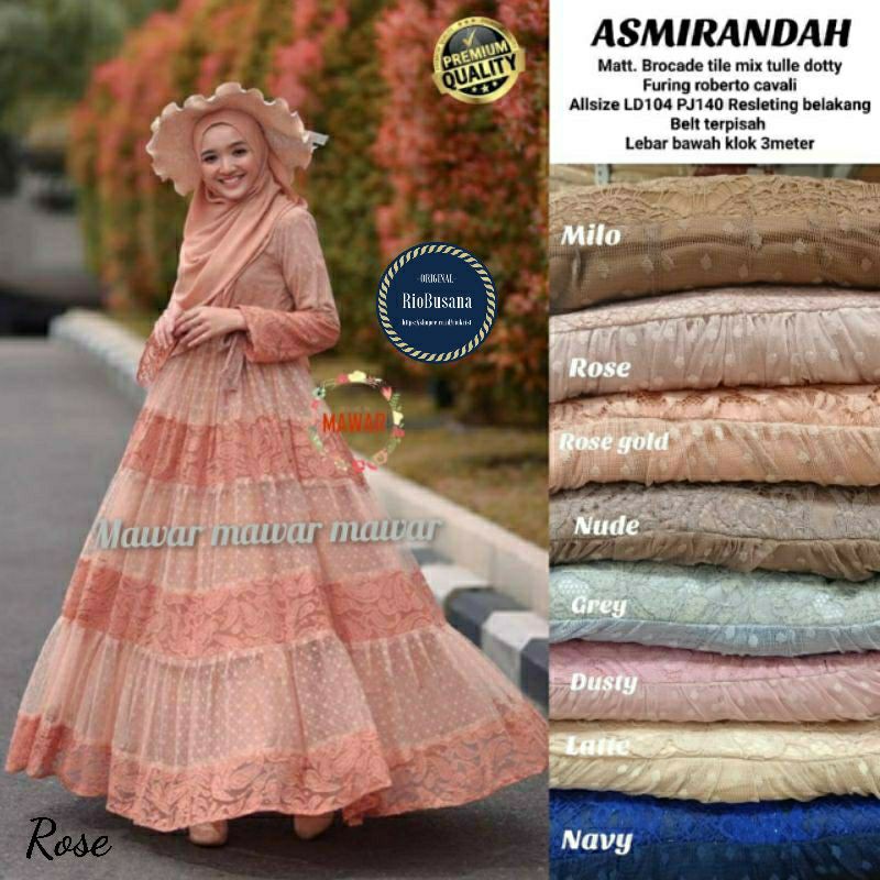 GAMIS BRUKAT NADHIRA  / DRESS BRUKAT TILE DOTTY / DRESS KONDANGAN MUSLIM / READY XXL LD120 DRESS ASM