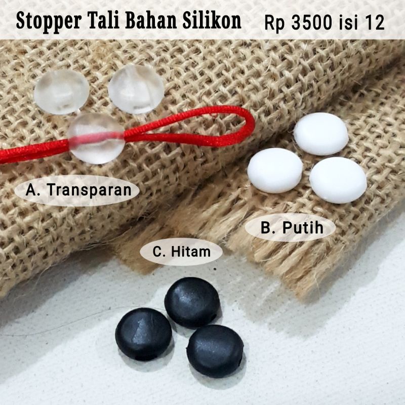 12 bj Stopper Tali Masker Bulat Pipih Bahan Silikon