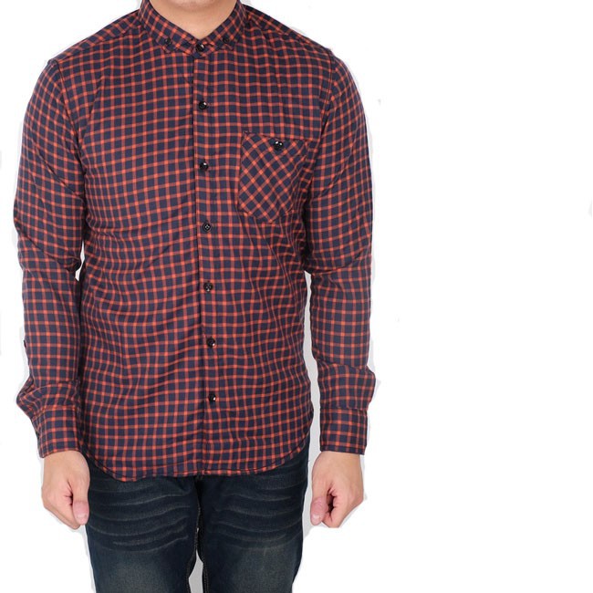 Brotherholic Kemeja pria flanel lengan panjang black grey / baju cowok flanel kotak slim panjang |