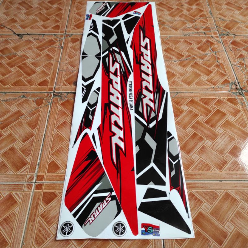 Striping Vega R Lama Motif Spark merah hitam variasi