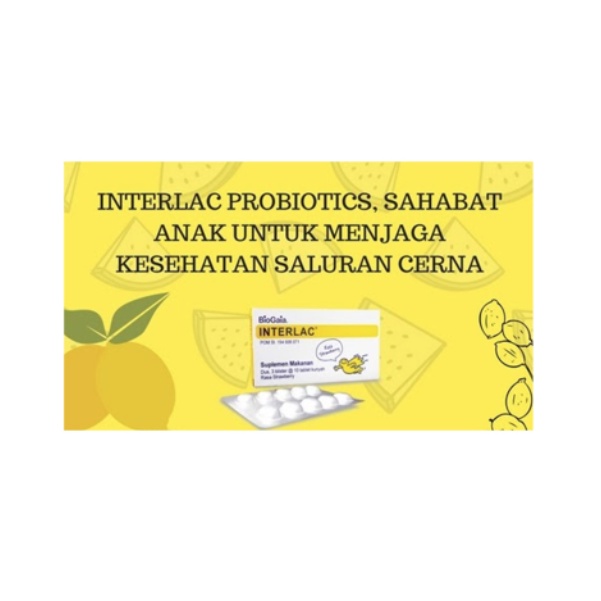Interlac 30tablet Suplemen Makanan Vitamin Anak Kunyah Rasa Strawberry Jeruk Vitamin C Interlak