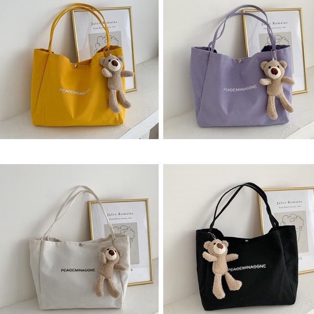 BJ15816 - BLACK/PURPLE/WHITE/YELLOW TAS BAHU SHOULDERBAG SLEMPANG FREE BONEKA TAS RINGAN TERLARIS IMPORT TERMURAH BAGSTORE JAKARTA ELJ5816 GT1851 LT1888