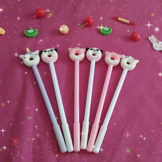 

Pulpen gel karakter Donut Panda Kartun lucu