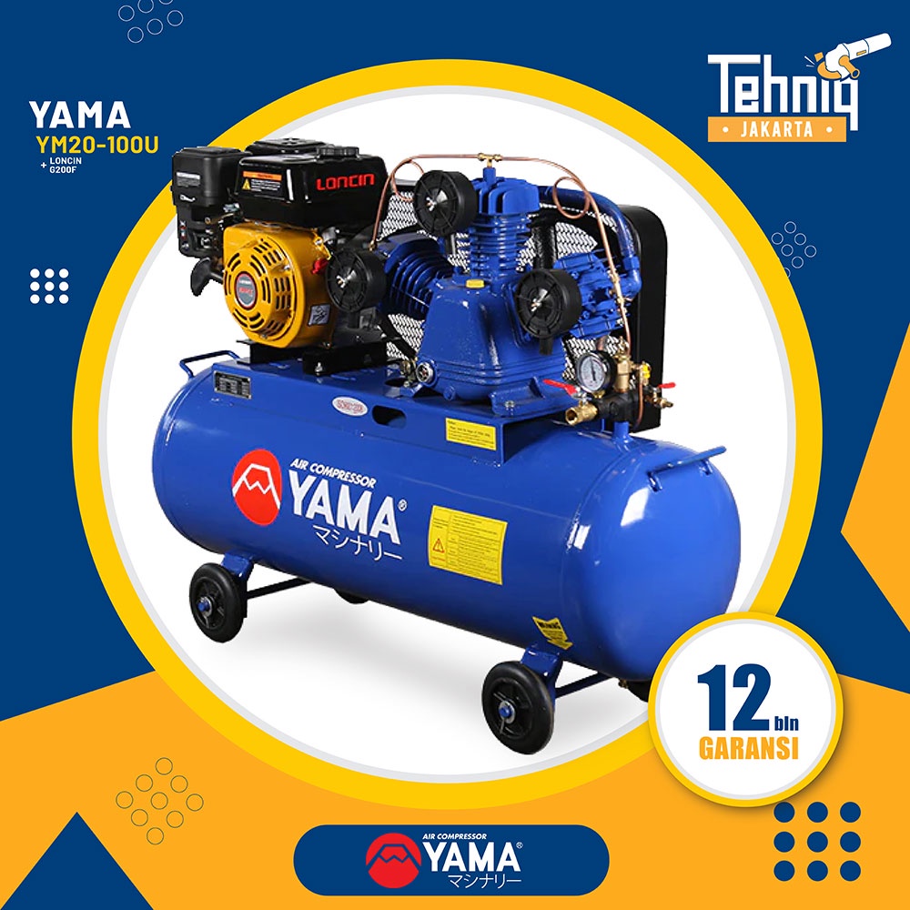 Kompresor Angin Listrik YAMA G200F 6.5 Air Compressor 2 HP With Engine Loncin