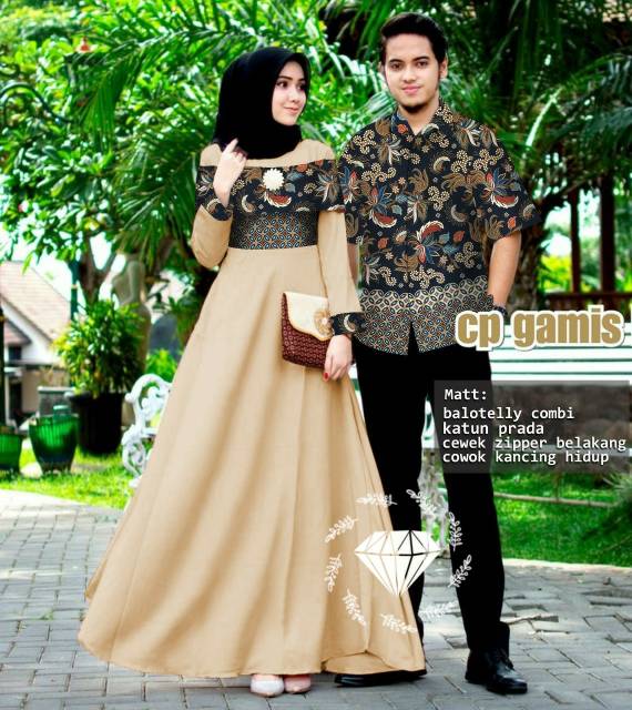 CP MARSELLA BATIK PAKAIAN PASANGAN COUPLE KEMEJA DAN GAMIS MAXY KR ADA VIDEO REAL PICT