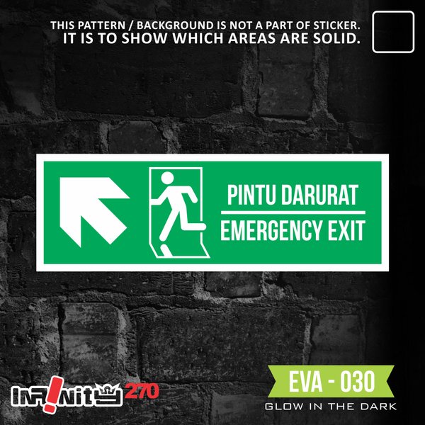 

EVA-030 sticker stiker safety sign jalur evakuasi emergency exit label glow in the dark gedung Murah