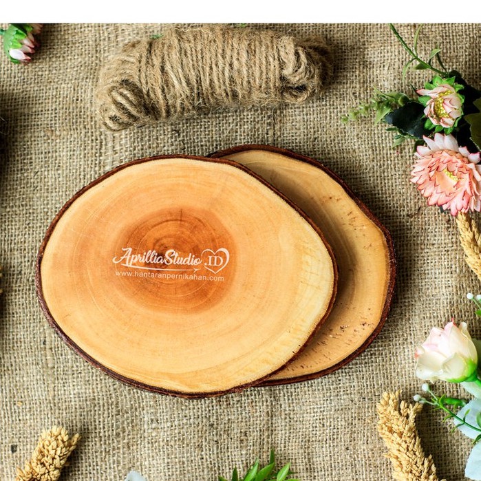 Potongan Kayu | Talenan Kayu | Slice Wood Diameter 13-14 cm Bahan Kerajinan Untuk Dekorasi Craft Bebas Jamur Dan Kutu