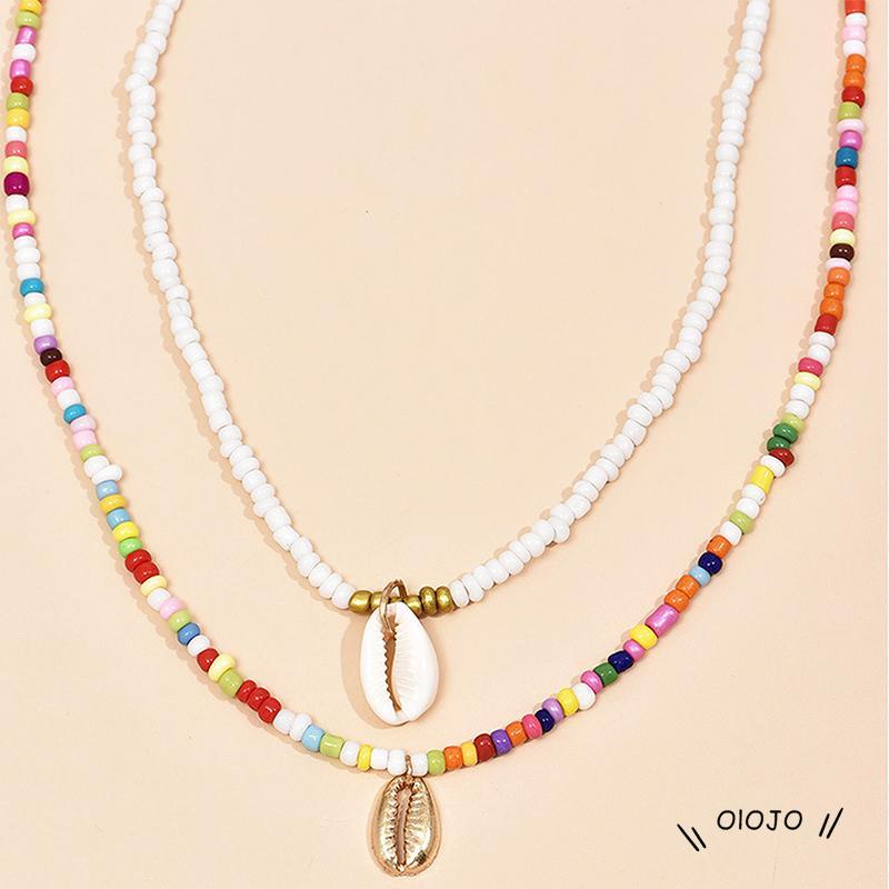 【COD】2pcs Kalung Manik-Manik Warna-Warni Gaya Bohemian Untuk Wanita