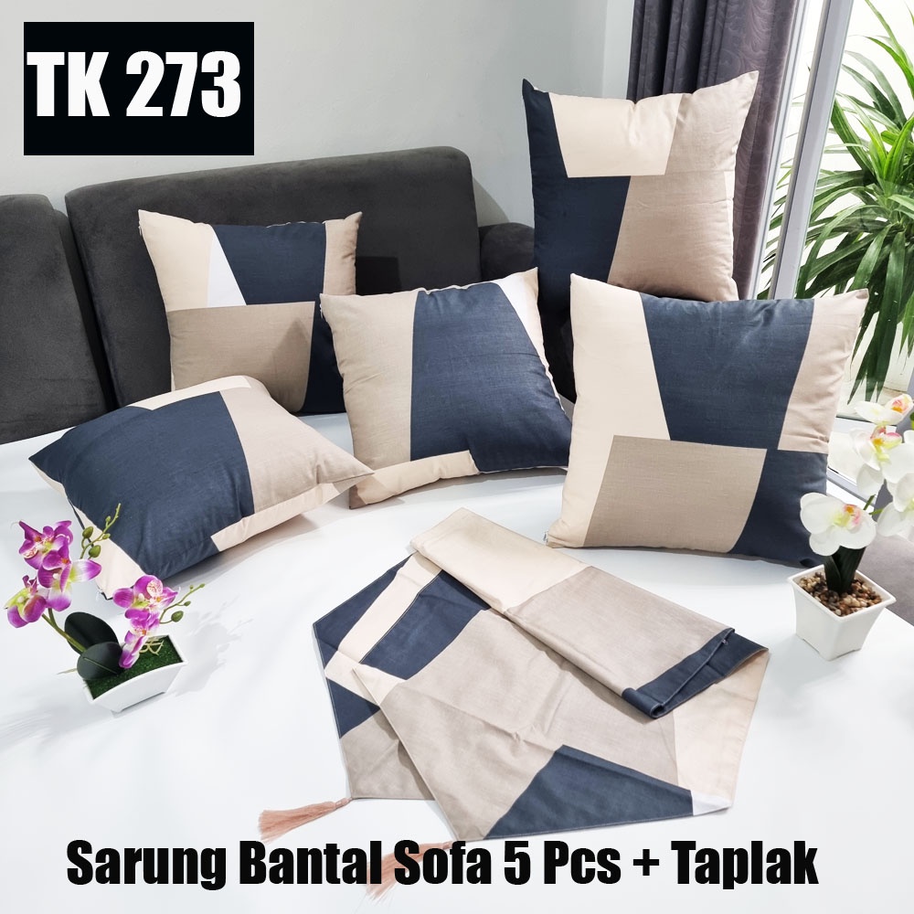 PAKET TAPLAK + SARUNG BANTAL SOFA 50X50 ( 1 TAPLAK + 5 SARUNG )