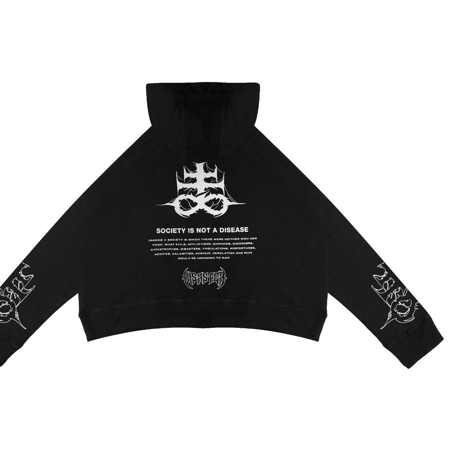 GRDT Dstr Hoodie Oversize Crop Black 향
