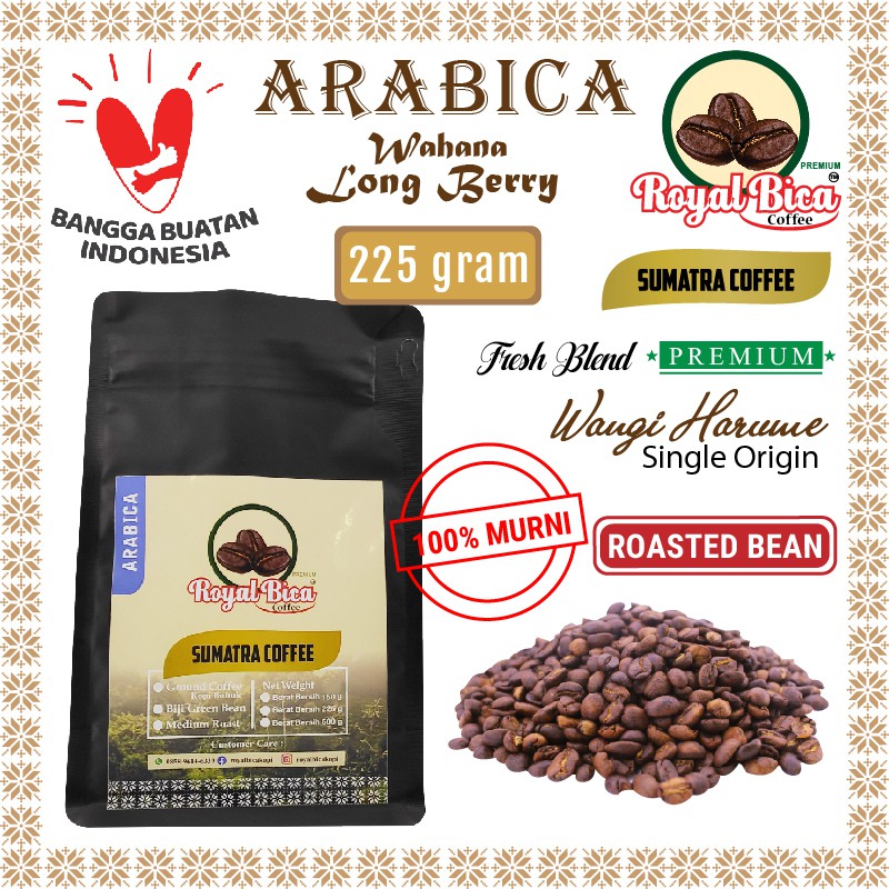 

Kopi Arabika Long Berry 225 Gram Roast Bean ( Biji Kopi Premium )