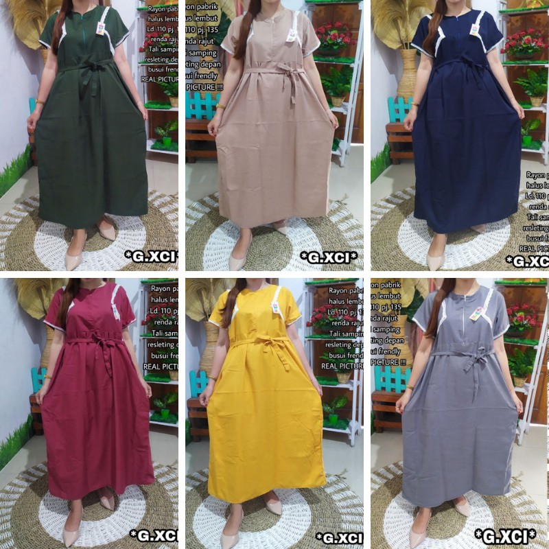 DASTER ARAB RENDA RAJUT LENGAN PENDEK MOTIF POLOS RESLETING DEPAN BUSUI MURAH TERBARU