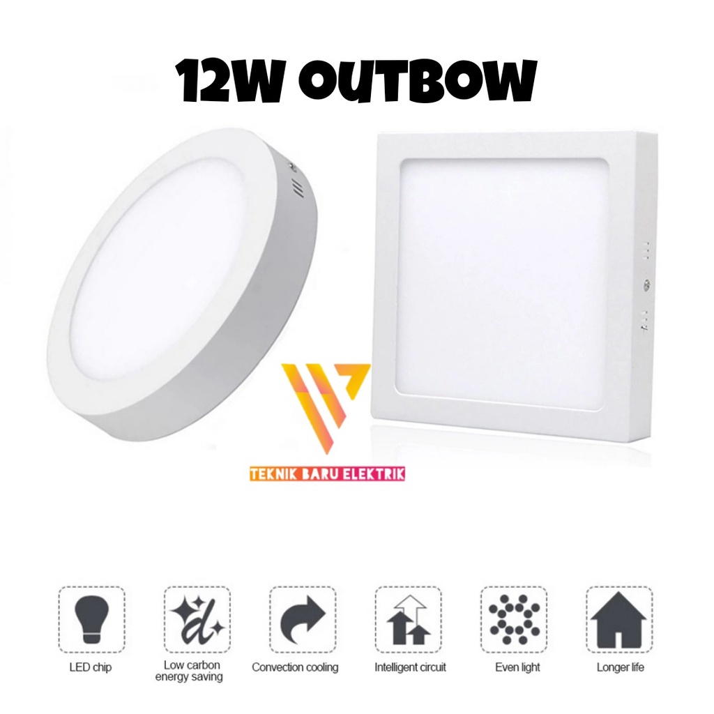 Lampu downlight panel led 12w outbow OB Bulat 12 watt w 12watt Tempel Hias Plafon Dak cor ceiling