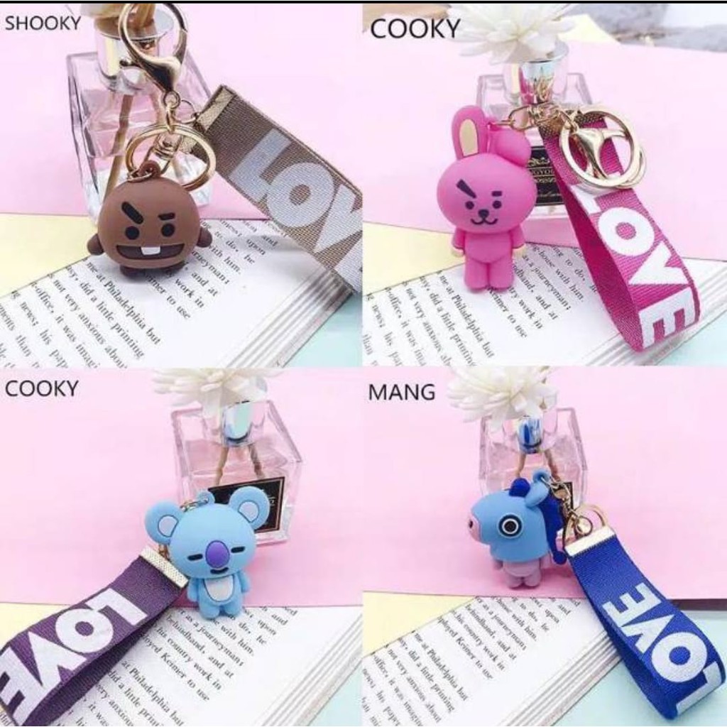 BRGUNIK Gantungan Kunci  Love Gold Aksessoris Tas Kpop Keychain Import A032