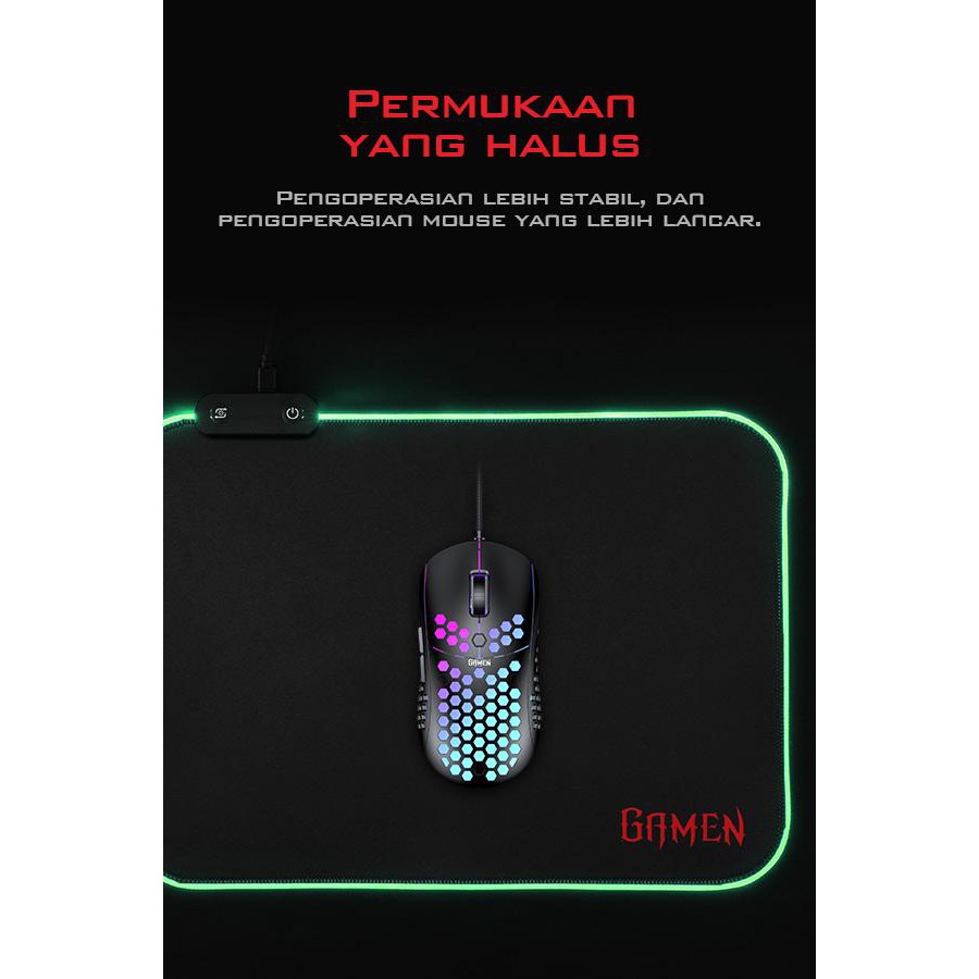 Gamen Mousepad RGB Lighting GP-Halo Anti Slip Rubber Base Black