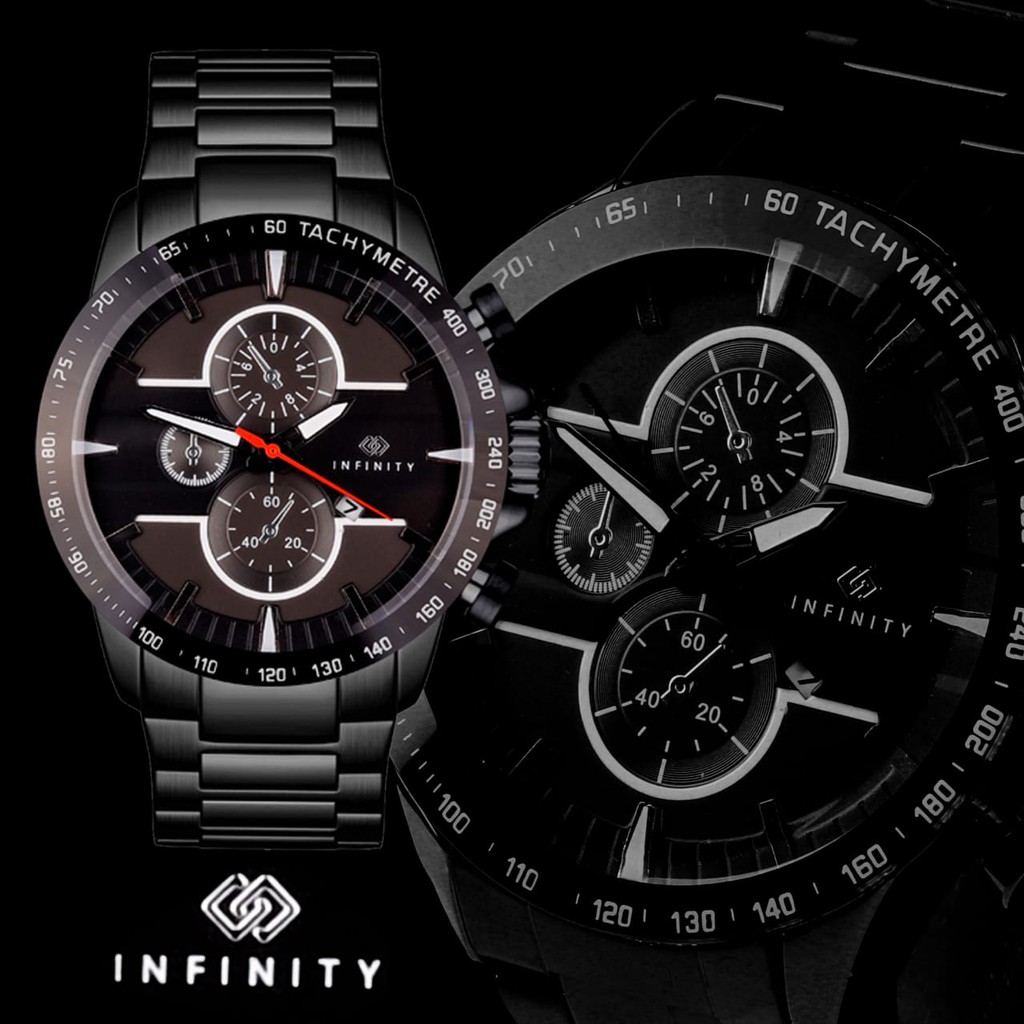 JAM TANGAN PRIA INFINITY 8687 TALI RANTAI TERBARU TERMURAH WATER RESIST FREE BOX