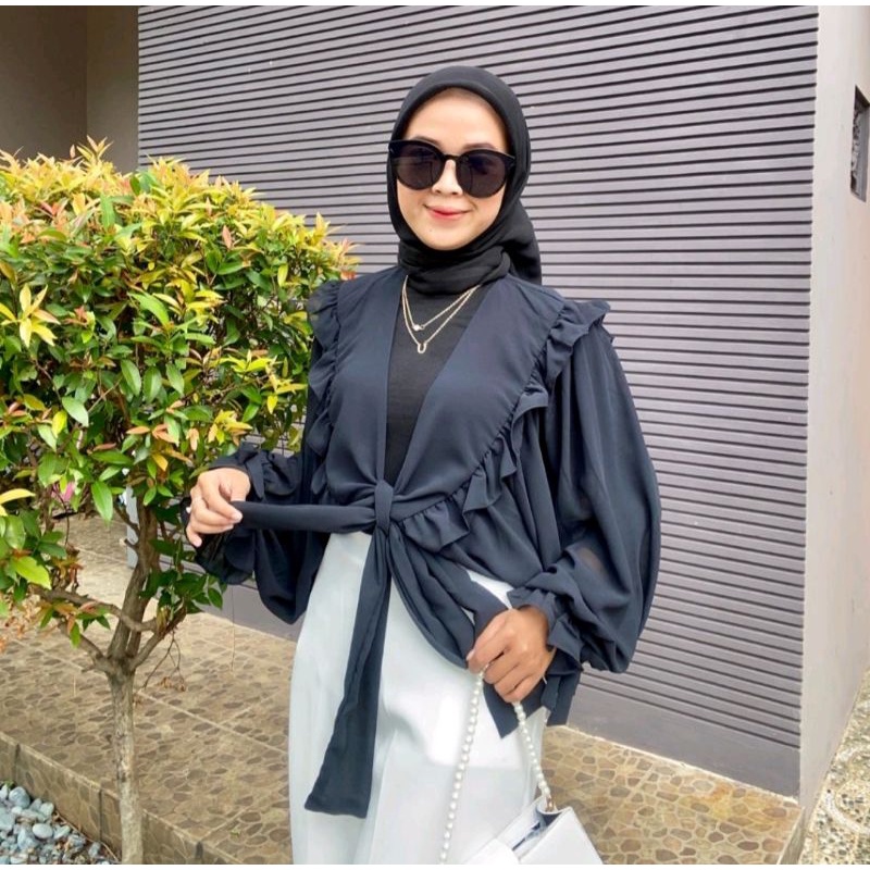 READY CARDY MIRANTI CARDIGAN KARDIGAN WANITA ROMPI OUTER LENGAN PANJANG MODEL BALON ATASAN BLOUSE WA