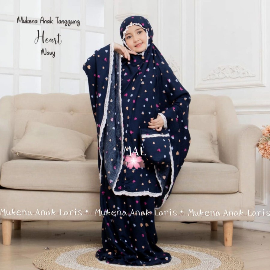 MUKENA MANIS #Mukena Rayon Anak Tanggung motif Heart