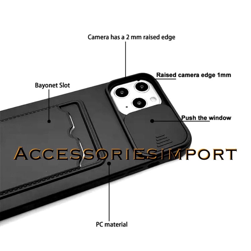 CASING OPPO A96/ A76/ A12/ A11K/ A5 2020/ A9 2020/ A7/ A5S/ A3S/ A1K/ A37/ A37F/ F9/ SOFT CASE MACARON SLIDE CAMERA + SLOT CARD HOLDER