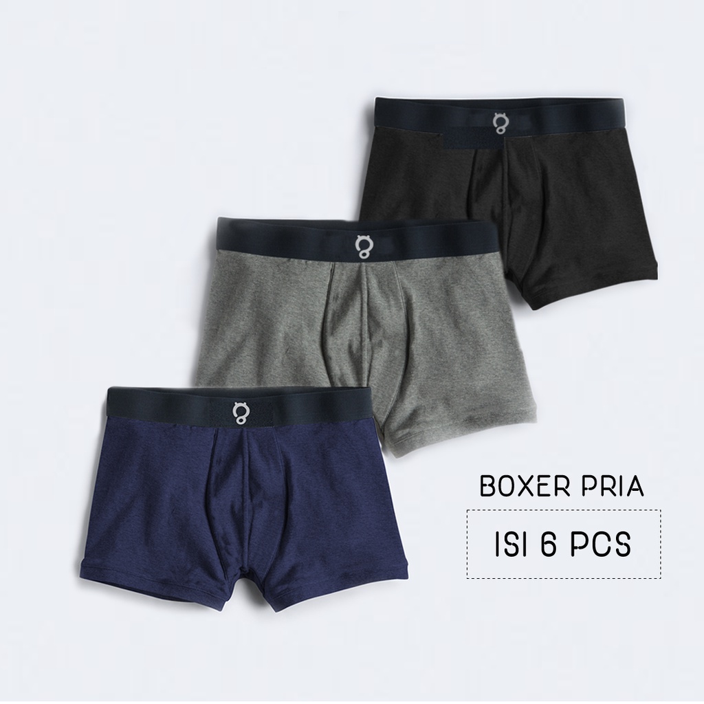 ISI 6  pakaian / celana dalam CD boxer pendek Pria Murah Bahan Katun Adem Menyerap Keringat daleman harian / renang / celana tidur Laki laki 3