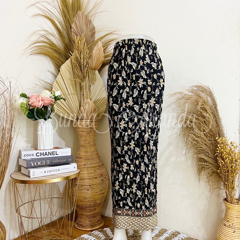 Rok Batik Plisket Fit S - JUMBO All Size-Melati Gold