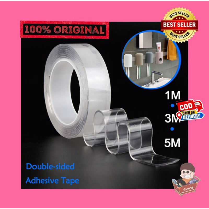 

Double Tape Perekat Transparent No Trace Washable Sticker (3 x 0.2 cm) Transparent