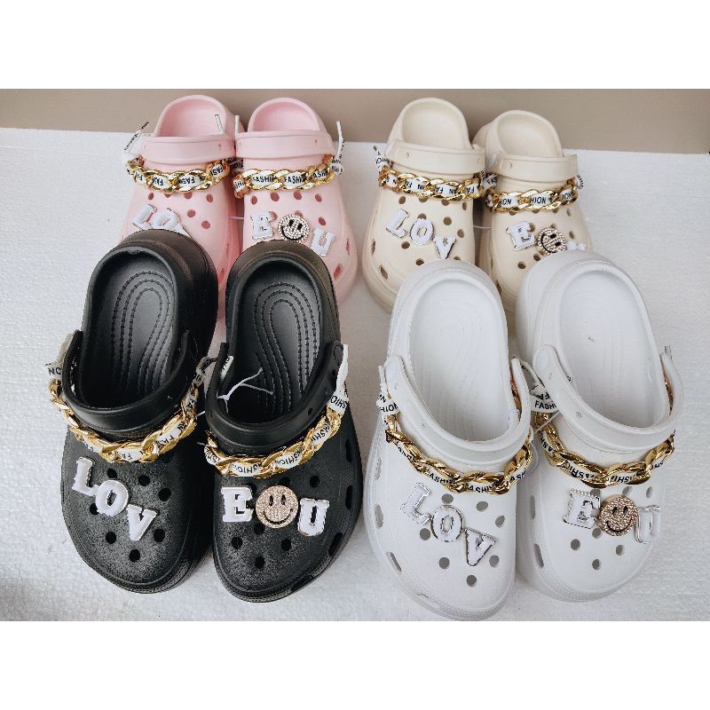 Bae Chain Clog Sandal Wanita Terbaru Slop Import Rantai Sendal Baim Karet Korea Kekinian Free Jibbitz not Crocs 5188-1