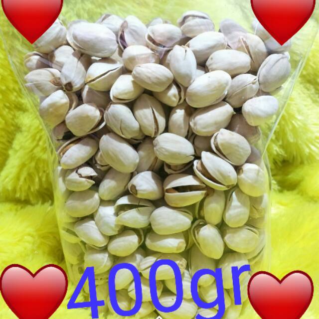 

Kacang Pistachio premium grade 1-kacang besar dan rekah-400gr-enak-murah-makanan ringan