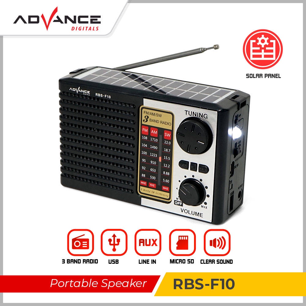 【READY STOCK】 Advance RBS-F10 Speaker Radio Lampu Senter LED RADIO FM support 3 BAND ,FM, AM, SW