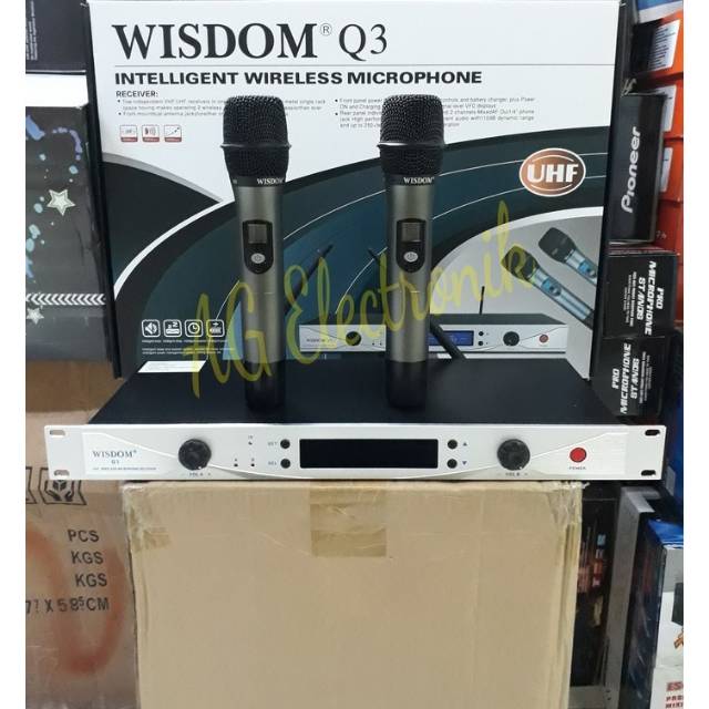 Mic wireless WISDOM Q3 Original(2 mic pegang)