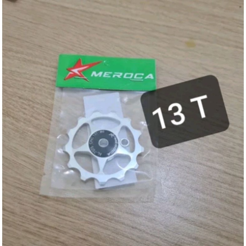 Pully RD 13T Warna Silver Croom MEROCA . Pulley Puley 13 T Roda Kecil Roller Sepeda Rear Derailleur puli sepeda komponen sepeda