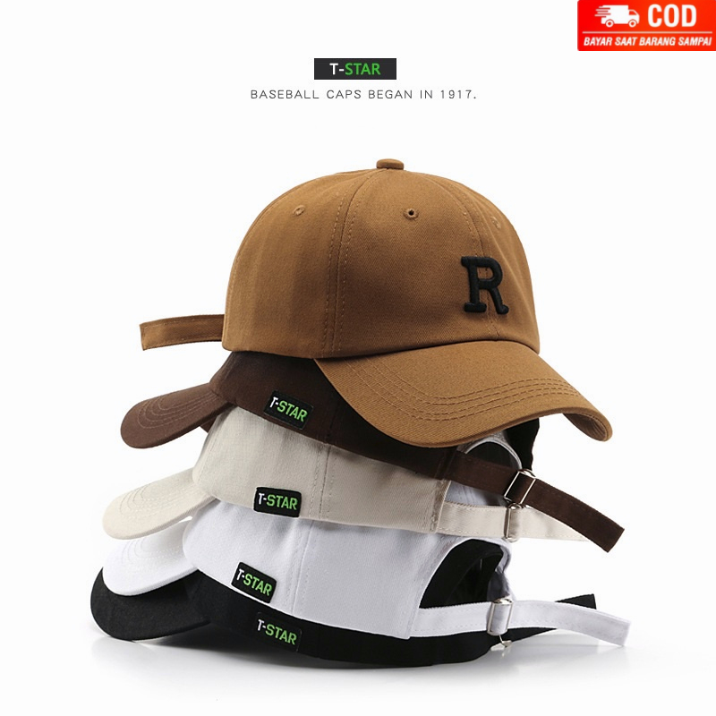 NEXTSTOP-129 Unisex Lembut Top R Huruf Pure Warna Nyaman Katun Topi Baseball