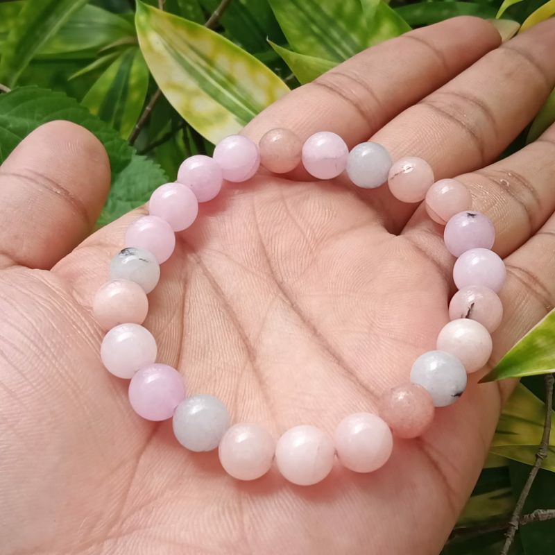 Gelang Batu Pink Ruby / 8 mm