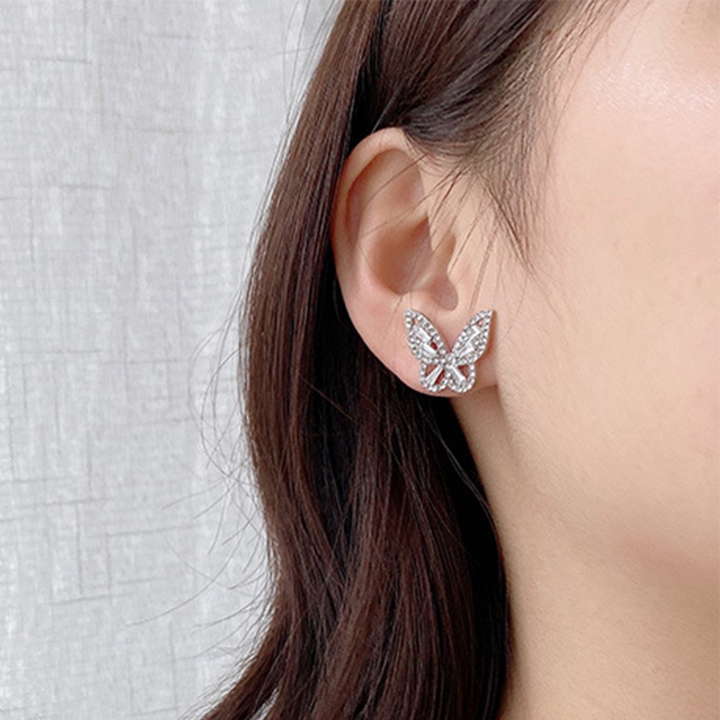 Hu Hu Hu Hu Hu Alat Bantu Pasang Kacamata♡ 1 Pasang Anting Stud Bentuk Kupu-Kupu Bahan Tembaga Untuk Pelajar