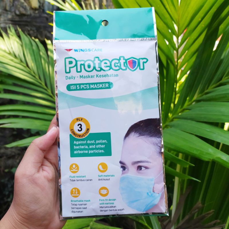 (TERMURAH) Masker 3 Ply Wings Care Protector Masker Medis Kesehatan (isi 5 pcs)