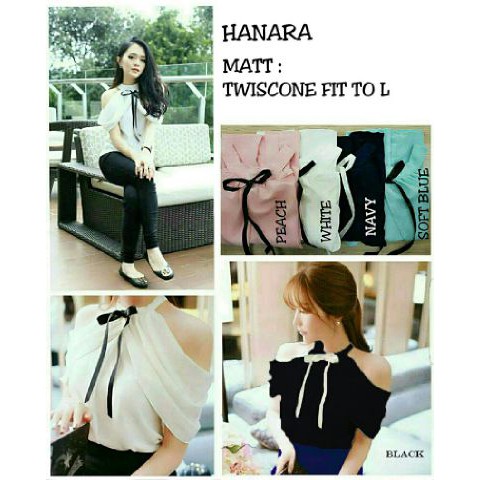 [Blouse Hanara Varian Warna RO] Blouse Wanita Twiscont Putih/Hitam/Navy/Salem/Soft Blue