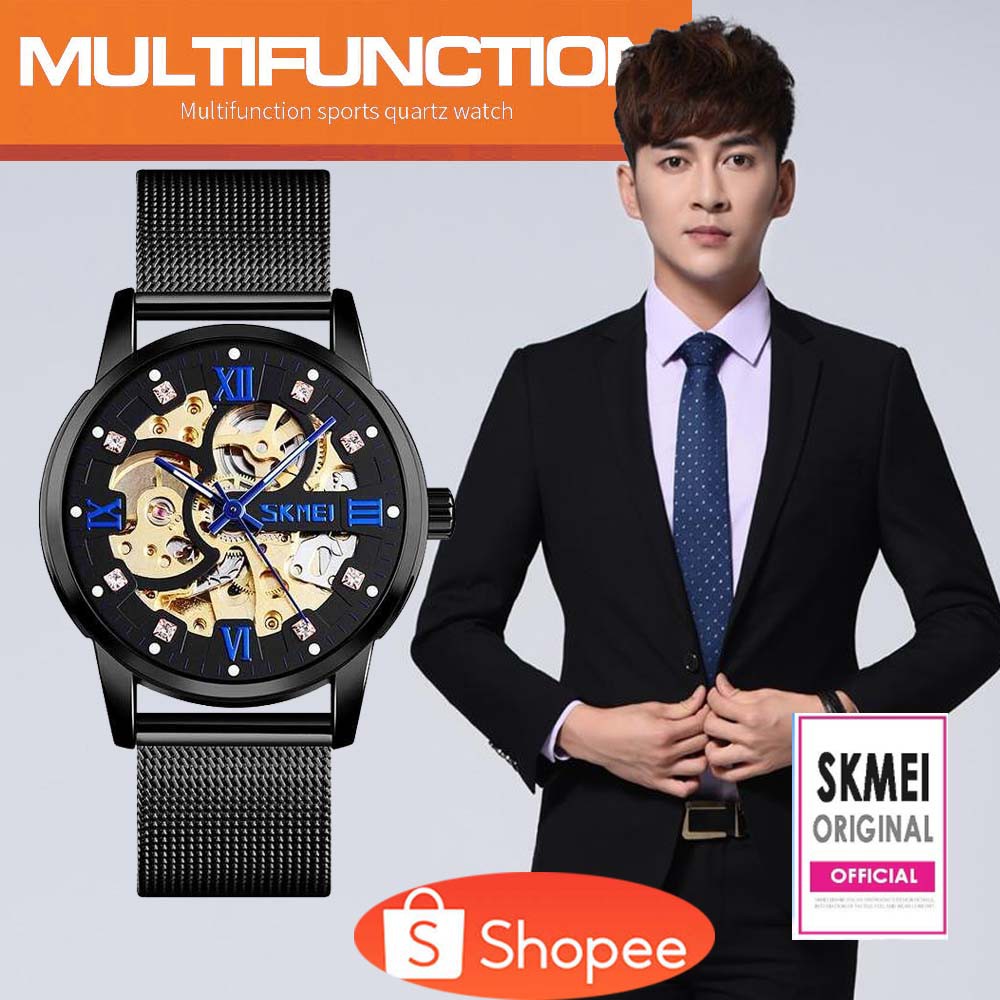 ORIGINAL SKMEI Jam Tangan Mechanical Pria Automatic Movement - 9199 [Hitam Hitam]