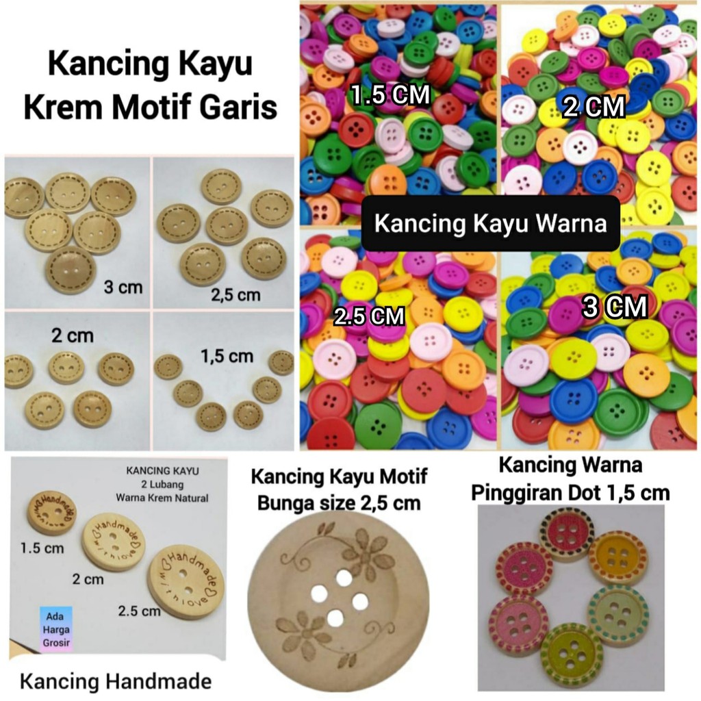 1 BUAH - KANCING KAYU MOTIF