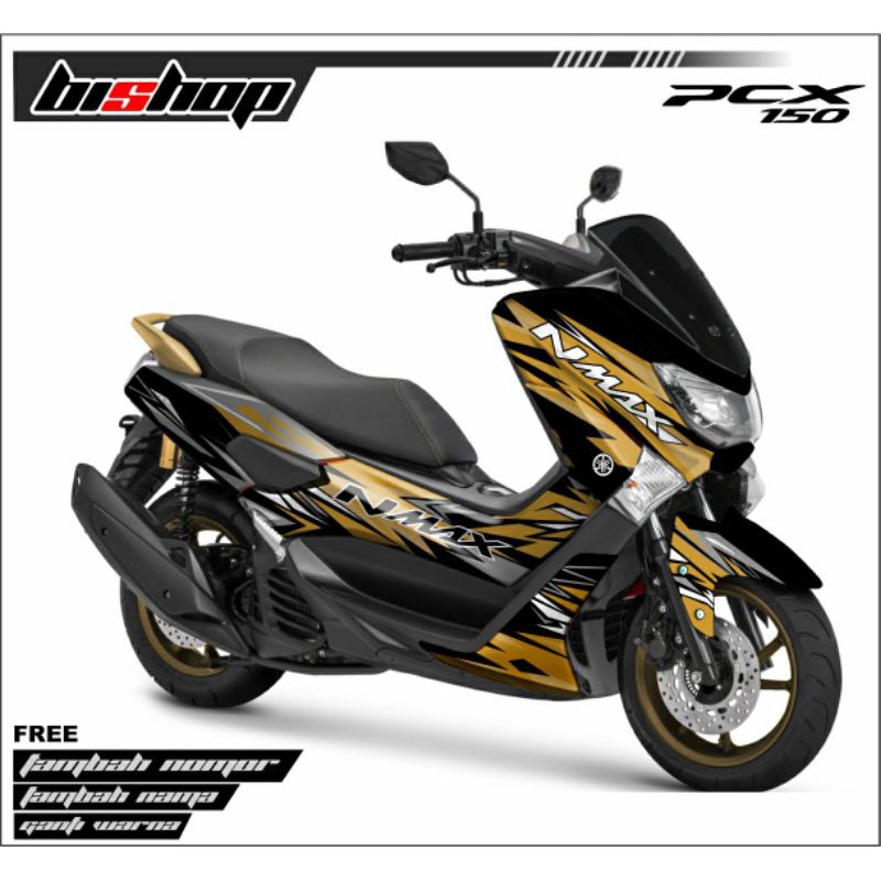 Decal Sticker NMAX 155 grafis hitam gold