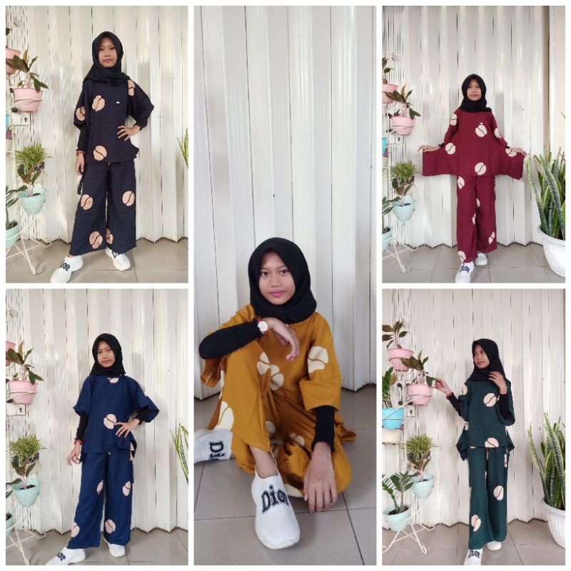 SETELAN WAKA WAKA ANAK/ SETELAN ANAK MOTIF KOPI/SETELAN ANAK KEKINIAN