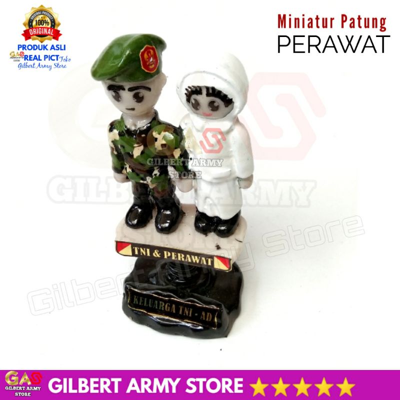 Miniatur Patung Tni Perawat GILBERT ARMY STORE Variasi Baju loreng Putih Pajangan Dashboard Mobil Kado Unik Cendramata Pasangan Couple Keren