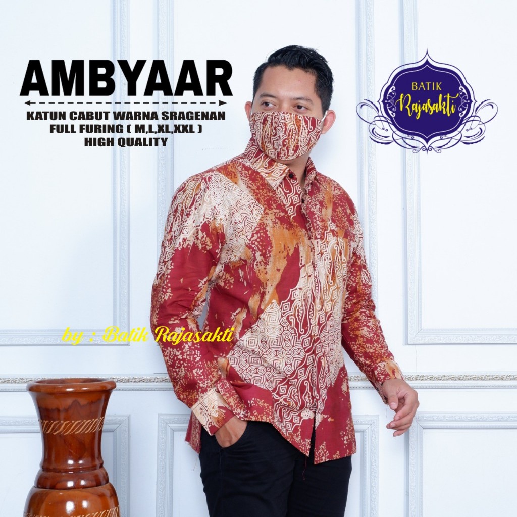 AMBYAAR Batik Solo Pria Kemeja Baju Lengan Pendek Panjang Premium Ekslusif Seragam Rajasakti