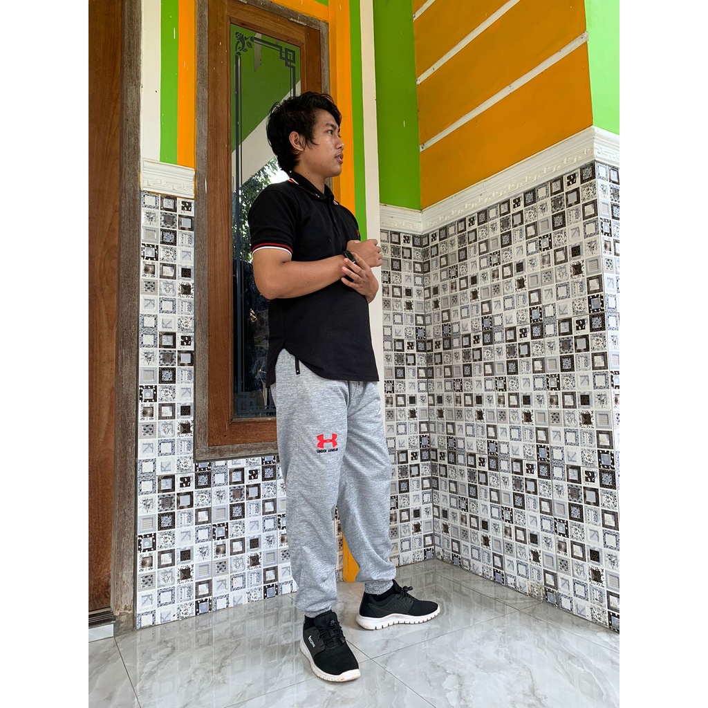 training joger pria celana training olahraga training hitam training olahraga pria dewasa  bahan fli