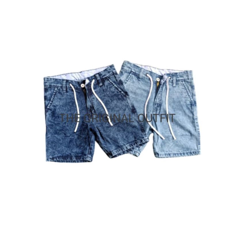 celana jeans pendek washing snowblue outfit