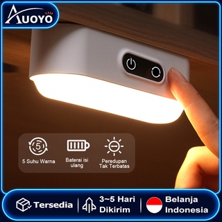 Auoyo 26LED Malam Lampu Sensor Gerak Lampu Rumah Pencahayaan USB Isi Ulang Magnetik Lampu LED Sentuh Peredupan Lampu Meja Belajar Pelindung Mata Lampu Meja Baca untuk Kamar Lemari Samping Tempat Tidur Asrama