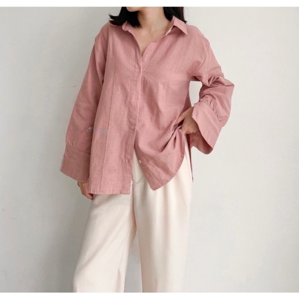 Liza Shirt 505 - Kemeja Linen Basic Shirt - Kemeja Wanita Kemeja Polos